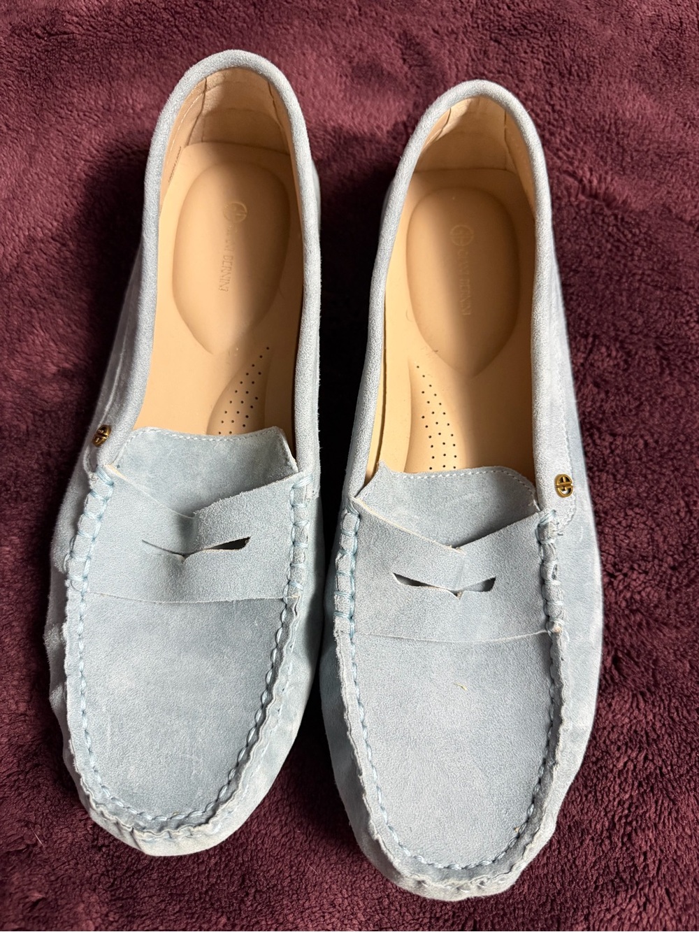 Giani Bernini Pale Blue Suede loafers/ moccasins